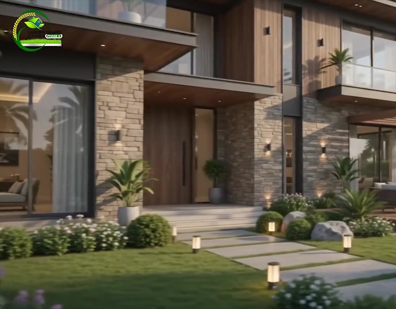Farmhouse entrance & landscaped gardens