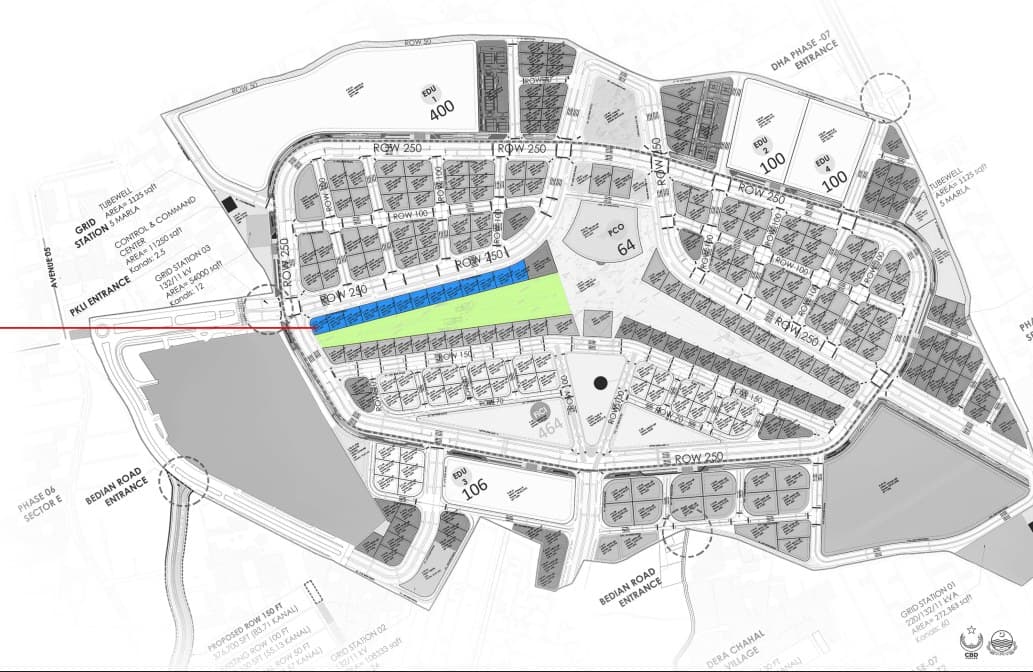NSIT Pulse location highlighted within the CBD NSIT City masterplan — just next to DHA Phase 6 & 7, beside NSIT Silicon Block, off Bedian Road