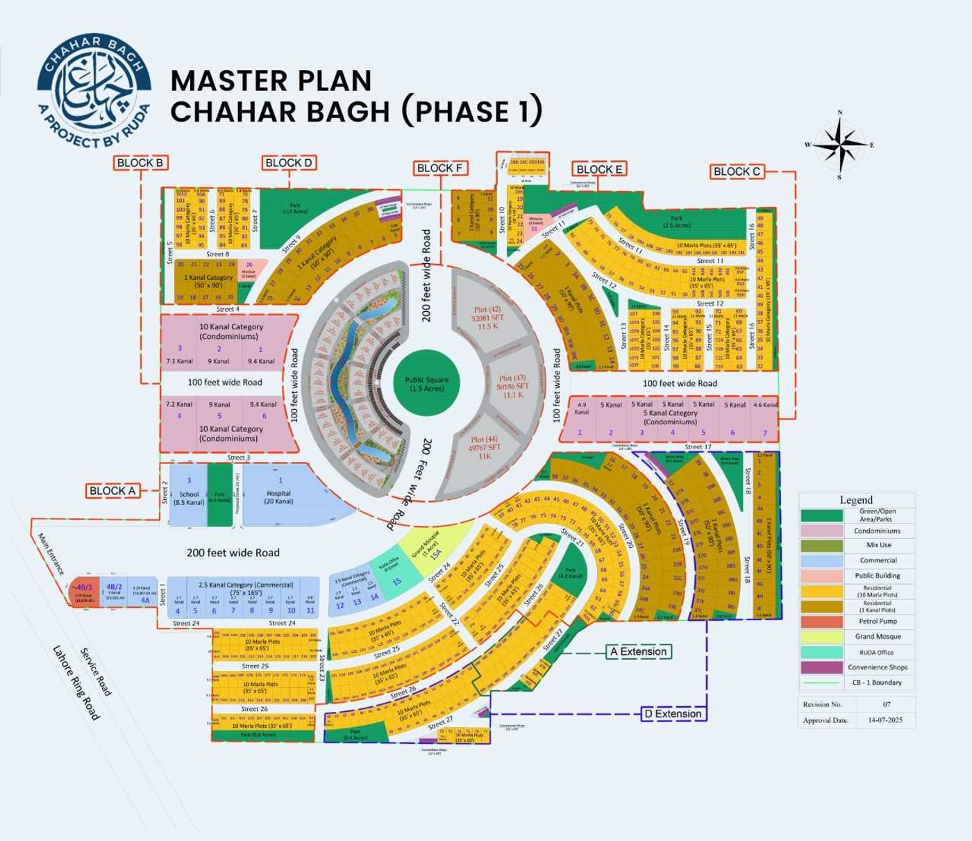 Official RUDA Chahar Bagh master plan — districts, boulevards and riverfront layout