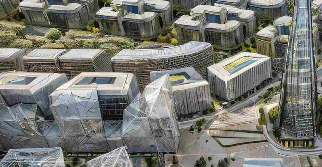 Mixed-use blocks & green terraces within NSIT City