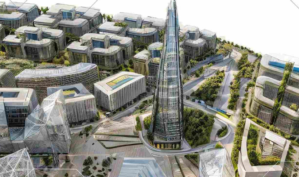 NSIT City landmark tower & tech-city skyline